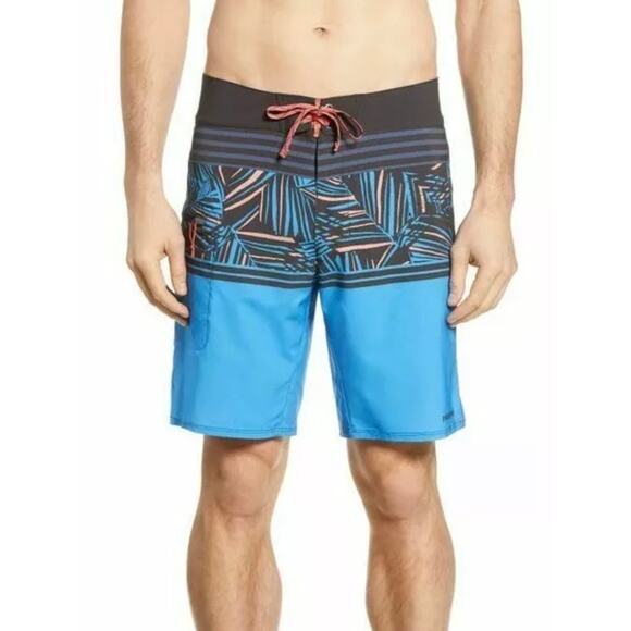 Patagonia Other - Patagonia Men Board Shorts 34 Blue Rain Fern Stripe Resort Vacation Tropical